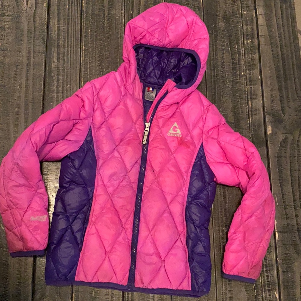 Pink and purple puffed jacket